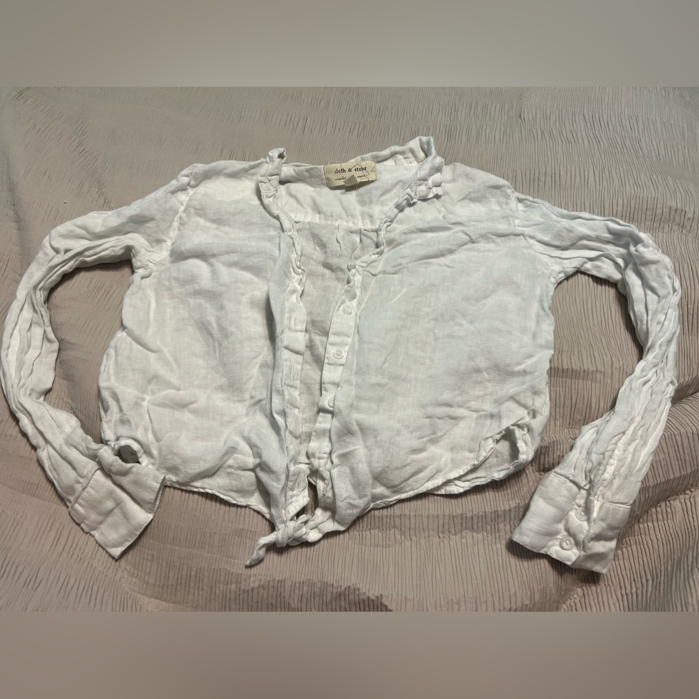 Womens white button up light top !